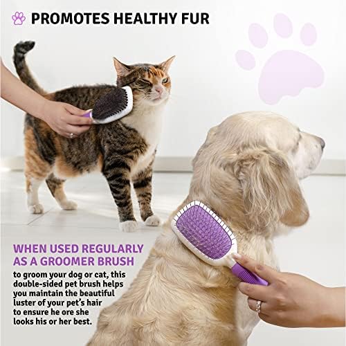 Pet Grooming Brush - Fur Detangling Pins & Coat Smoothing Slicker Bristles, Two-Sided Design for Dogs, Cats & Other Animals - Image 5