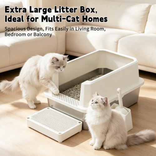RIZZARI Stainless Litter Box Semi-Closed: Odorless, Large, Easy Clean - Image 6