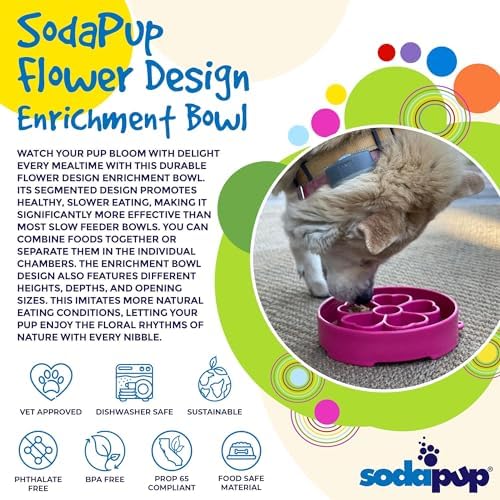 SodaPup Flower Design Enrichment Bowl – Durable Slow Feeder Bowl Made in USA from Non-Toxic, Pet-Safe, Food Safe Material for Mental Stimulation, Slowing Down Eating, Healthy Digestion, & More - Image 3