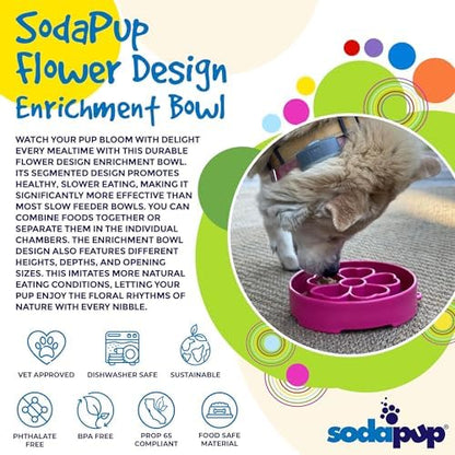 SodaPup Flower Design Enrichment Bowl – Durable Slow Feeder Bowl Made in USA from Non-Toxic, Pet-Safe, Food Safe Material for Mental Stimulation, Slowing Down Eating, Healthy Digestion, & More - Image 3