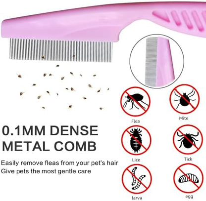 Pet Grooming Brush Kit, 4Pack Dog Bath Brushes Flea Comb Set for Cat - Image 5