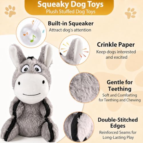 Drmstow 3-Pack Squeaky Plush Dog Toys for Small and Medium Dogs - Image 2