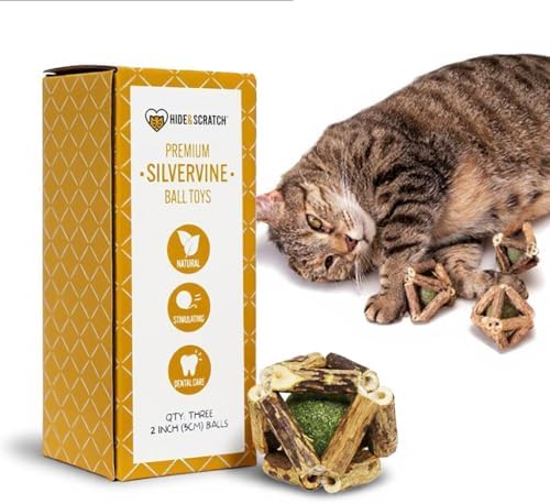 Hide & Scratch Silvervine Catnip Balls 3 Pack Hand Woven Cat Chew Toys by HideScratch