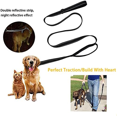 Dog Leash, Heavy Duty Dog Leash, Leashes for Large Breed Dogs .5FT.6FT, Double Handle Dog Leash, Reflective Training Lead, Perfect for Medium to Large Dogs(5FT,Purple)