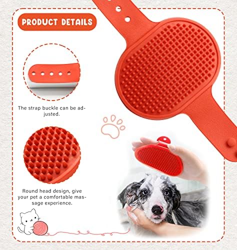 Cat Grooming Kit Set with Pet Shedding Slicker Brush Nail Clipper Trimmer Pet Massage Bath Glove Flea Comb for Bunny Puppy Kitten Guinea Pig Chinchilla Ferret Small Animals (Red, Pink) - Image 7