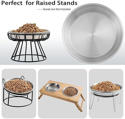 WROSWT Stainless Steel Cat Bowls,Whisker Friendly Shallow Cat Dishes for Food and Water,Non-Slip Silicone Bottom,Heavy Duty,Replacement Kitten Metal Plate for Elevated Stands,3 Pack - Image 5