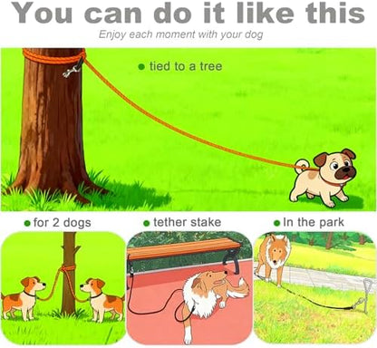 35FT Dog Tie Out Leash Long Tether 8-10-13-15-20-25-30-40-50-65FT - Image 5