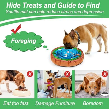Vivifying Snuffle Mat for Dogs, Adjustable Treats Feeding Mat for Slow Eating and Keep Busy, Interactive Dog Puzzle Toys Encourages Natural Foraging Skills and Smell Training (Blue Green) - Image 3