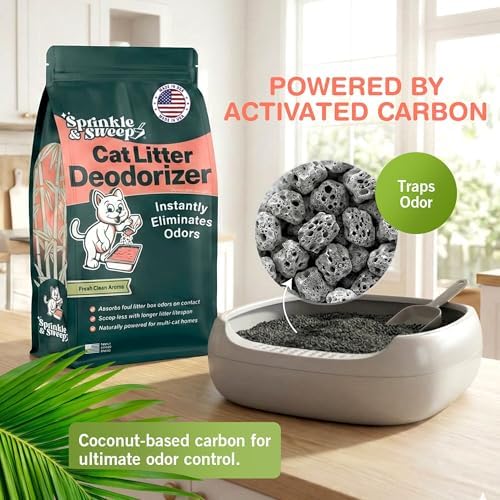 Sprinkle & Sweep: Litter Box Deodorizer Duo - 8oz Bag & Speed Sifter - Cat-Kitten Home Odor Neutralizer, Ultra-Absorbent Formula, Wood Handle Scooper - Image 4