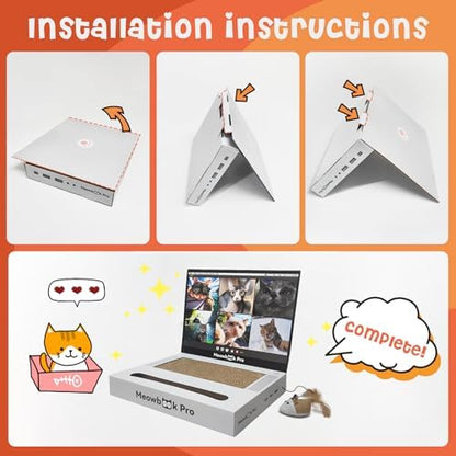 2PCS Cat Scratcher Laptop with 'Mouse' Jingle Ball, Stickers, 3-in-1 Cardboard Cat Interactive Toy, Kitten Toy & Cat Scratching Pad - Image 5
