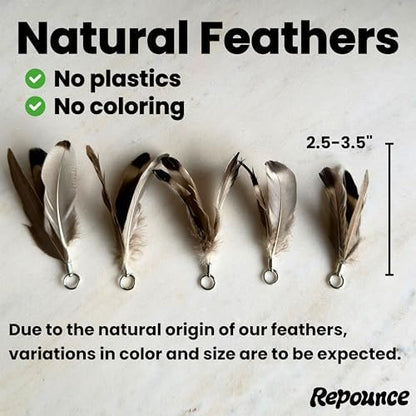 Cat Feather Toy Refill 3-Pack, Natural Feather Cat Toys for Kittens & Bored Indoor Cats, Small Cat Wand Attachments, Feather Replacement for Forever Stick Cat Wand, Cat Wand Refill - Image 2