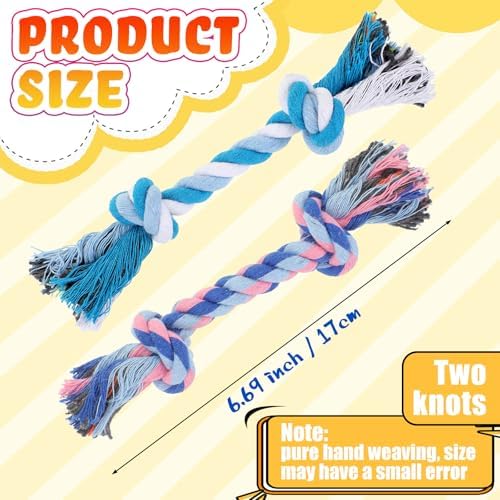 Hiboom 24 Pcs Dog Rope Toys Bulk Multi Color Puppy Chew Rope Cotton Teething Toys 2 Knot Tug for Aggressive Chewers Small and Medium Dogs Puppies - Image 2