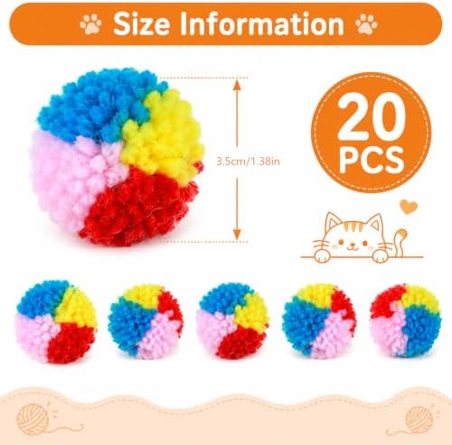 20 PCS Puff Balls for Cats, 1.4 Inch Fuzzy Balls for Cats - Image 2
