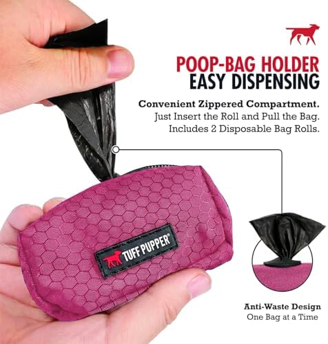 Tuff Pupper Dog Poop Bag Holder | Works with Any Dog Leash | Zippered Waste Bag Dispenser | Waterproof with Rust-Proof Clip | Convenient Lightweight Design | Includes 2 Rolls of Leak-Proof Bags - Image 3