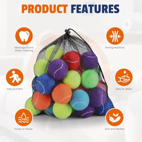 FURWEY Colorful Tennis Balls for Dogs, 2.5 inches, 8Pack, Non Squeaky - Image 3