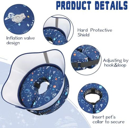 Elevated Inflatable Dog Cone Collar to Stop Licking, Doggie Donut Collar After Surgery, Soft Dog Cone Alternative for Small Medium Large Dogs - Image 7
