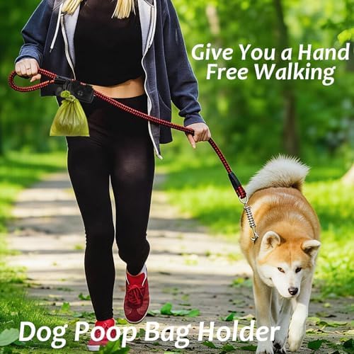 Dog Poop Bag Holder for Waste Bags Dispenser Leash Pet Waste Bag Carrier Hand Free Walking Holder,2PCS Black Holders - Image 3