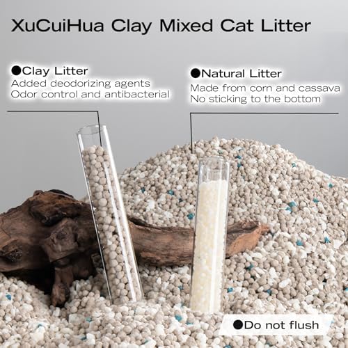 XuCuiHua Bentonite Mix Cat Litter, Strong Clumping Litter, Odor Control, Easy Scooping, Clumps Lift Cleanly, Low Dust, Corn & Cassava Litter, 5.5 LB x 3 Bags - Image 2