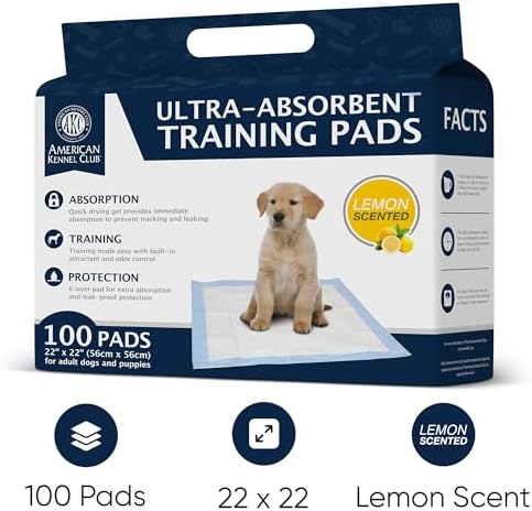 American Kennel Club Scented Puppy Training Pads with Ultra Absorbent Quick Dry Gel – 22 x 22 Pee Pads for Dogs - Lemon Scented - 100 Count (Pack of 2) - Image 2