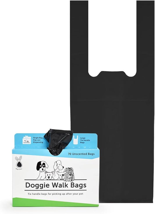 Easy-Tie Handle Dog Poop Bag, Extra Large Strong Doggy Waste Bags, Unscented Easy Dispensing and Leak Proof Poo Bags