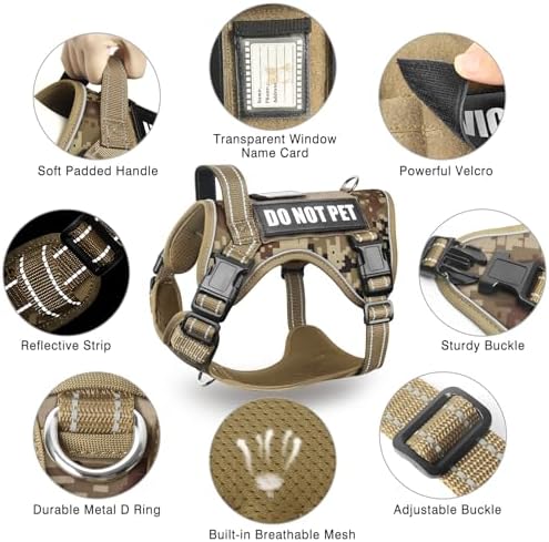 Tactical Dog Harness and Leash Set with 10 Patches for Large Dogs - Image 6