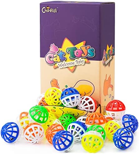 CHIWAVA 45PCS 1.6'' Cat Toy Ball with Bell Plastic Lattice Jingle Balls - Image 2