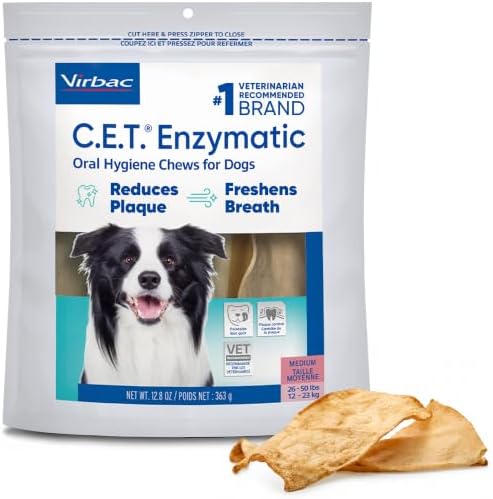 Virbac C.E.T. Enzymatic Oral Hygiene Chews for Dogs, Tartar Control, Medium by Virbac