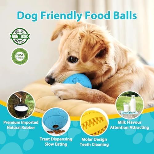 PrimePets Dog Puzzle Toy 4 Pack, Interactive Treat Dispensing Dog Toys, Slow Feeder Ball for Small Dogs and Puppies, Enrichement Toy Balls for Teething, Fetching and Playing - Image 2