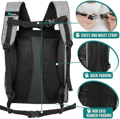 PetAmi Dog Backpack Carrier Airline Approved Cat Pet Puppy Bag, Grey - Image 5