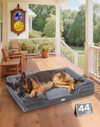 OhGeni Orthopedic Extra Large Dog Bed Couch, Memory Foam, 44-inch (Gray) by OhGeni