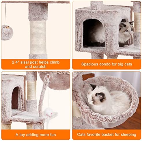 Heybly Cat Tree with Toy, 43.3 inch Cat Tower for Indoor Cats HCT004SMU - Image 4