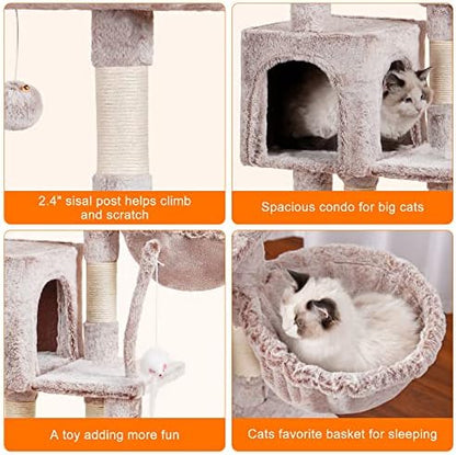Heybly Cat Tree with Toy, 43.3 inch Cat Tower for Indoor Cats HCT004SMU - Image 4