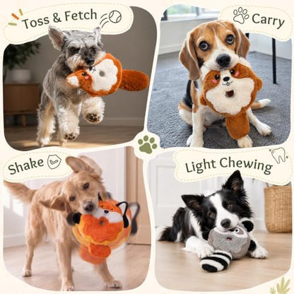 3-Pack Plush Squeaky Dog Toys with Crinkle Tails - Image 4
