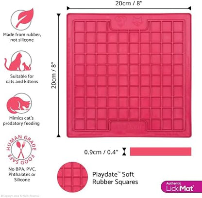LickiMat Classic Playdate, Cat Slow Feeder Lick Mat, Boredom Anxiety Reducer; Perfect for Food, Treats, Yogurt, or Peanut Butter. Fun Alternative to a Slow Feed Cat Bowl or Dish, Pink - Image 2