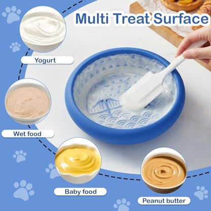 Dog Lick Bowl, BPA Free Silicone Slow Feeder Licking Mat with Strong Suction for Dog, Non-Slip Freeze Licking Bowl for Anxiety Relief & Boredom, Dishwasher(Blue, Small) - Image 4