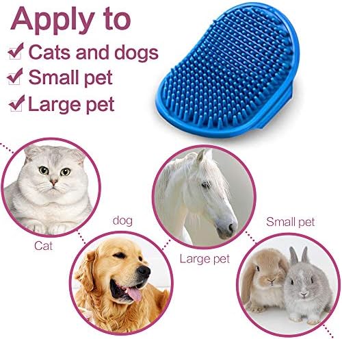 Dog Bath Brush Pet Bath Comb Brush Soothing Massage Rubber Comb 2pcs with Adjustable Ring Handle for Long Short Haired Dogs and Cats (Blue+Rose) - Image 5