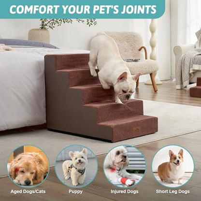 COZY KISS Dog Stairs for Small Dogs, 5 Step Pet Stairs for Beds & Couches - Image 2