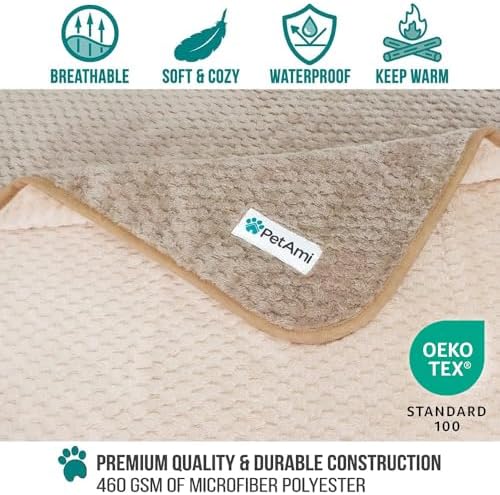 PetAmi Waterproof Dog Blanket, Leakproof Puppy Blanket, 29x40 Taupe Beige - Image 3