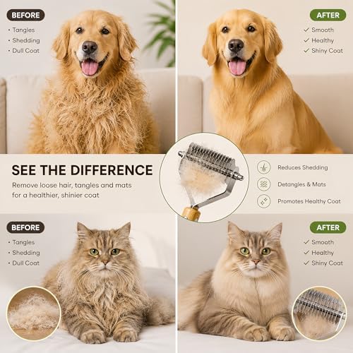 Cat Brush for Long Haired Cats - Long Hair Cat Brush & Comb Tool - Image 3