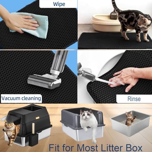 Ultra-Soft Cat Litter Mat 23.4"x14.7" Urine-Proof Non-Slip Black - Image 4