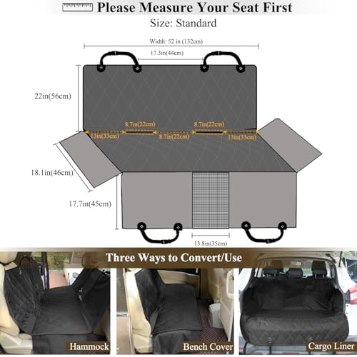 VIVAGLORY Dog Seat Cover Dog Hammock, Standard, Black - Image 6