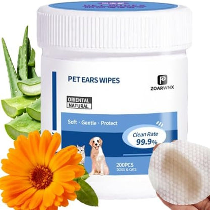 130 PCs Cat Ear Wipes that Gently Clean & Soothe Sensitive Cat Ears; Soft Ear Cleaner for Removing Wax, Dirt & Odor; Unscented Grooming Care by Unknown