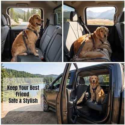 Heavy Duty Dog Seat Belt, 2-in-1 Chew Proof Car Harness with Bungee Tether - Image 5