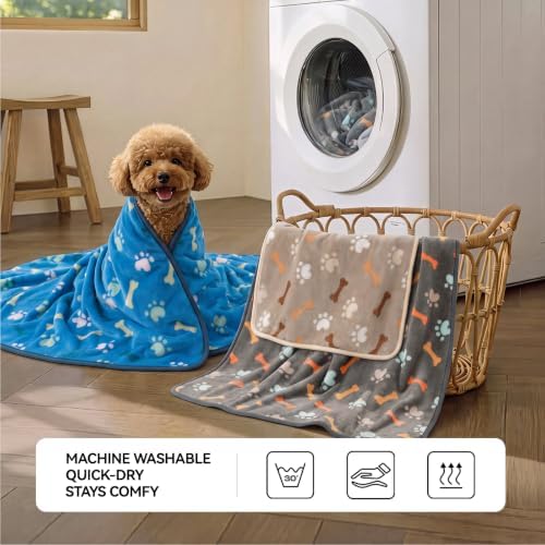 LINENLUX Dog Blankets 3-Pack, Super Soft Fluffy Fleece Pet Throw Warm - Image 4