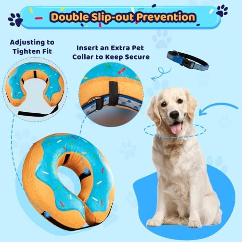 Grand Line Donut Inflatable Collar for Dogs and Cats, Soft Recovery Dog Cone After Surgery, Protective Pet Neck Cone for Small, Medium, Large Dogs, Not Block Vision (Blue, L) - Image 5