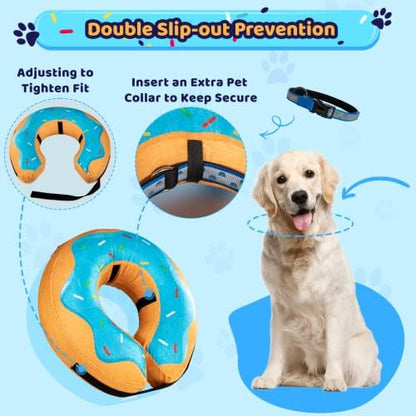 Grand Line Donut Inflatable Collar for Dogs and Cats, Soft Recovery Dog Cone After Surgery, Protective Pet Neck Cone for Small, Medium, Large Dogs, Not Block Vision (Blue, L) - Image 5