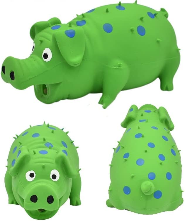 Squeaky Pig Dog Toys, 2 Pack Grunting Pig Dog Toy That Oinks Grunts for Small Medium Large Dogs, Grunting Pig Sound Play Dog Toy(Green,Orange)