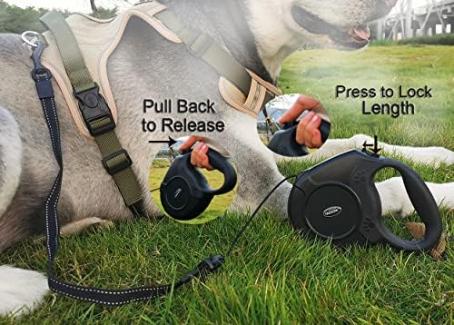 Heavy Duty Retractable Dog Leash 26ft,Pet Long Walking Leashes Leads for Small Medium Large Dogs Doggie Up to 110lbs (Black) - Image 3