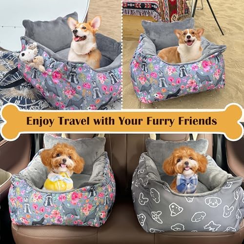Dog Car Seats for Small Medium Sized Dogs Carseat for Car Funny Fuzzy Pet Dog Booster Car Seat Puppy Under 31 Lbs with Soft Plush Cushion&Washable Removable Cover - Image 6