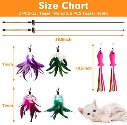 Cat Wand Toys with Silvervine and Bells, 2 Wands and 6 Refills - Image 6